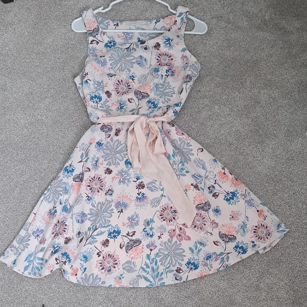 Floral Kids Dress with Pink and Blue Accents